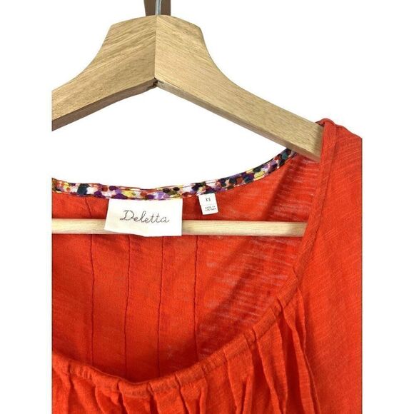 Anthropologie Deletta Sleeveless Ruffled Red V-Neck Top Red EUC XS - Picture 2 of 6
